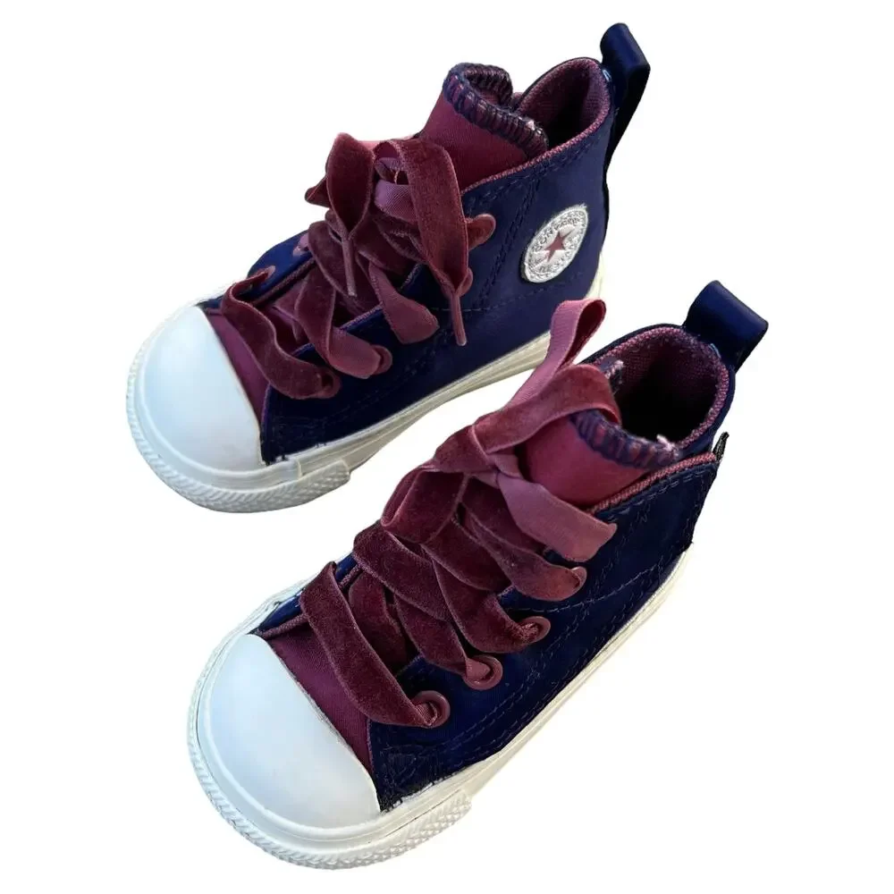 Converse Chuck Taylor All Star Satin Velvet Laces Shoes Baby Sz 4